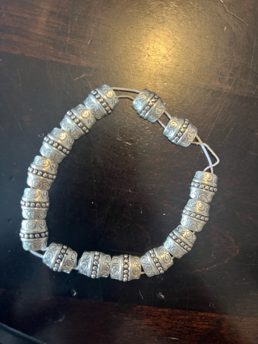 Silver-tone Barrel Beaded Bracelet